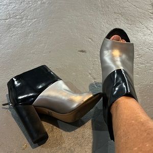 Circus by Sam Edelman black silver open toe ankle boots